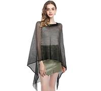 TTPSRY Châles Et écharpes Métalliques étincelants Par Dame Robes De Soirée Chatoyantes Étole Pour Femme Soirée Cérémonies Fêtes Mariage (Noir)