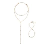 TTPSRY Collier Bracelet Chaîne y Longue Cascade Perles Brillantes Bijoux Élégants Multicouche