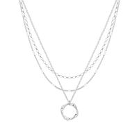 TTPSRY Collier Femme Chaine Argent Multicouche Pendentif Cercle Bijoux Fantaisie Accessoire Mode Élégant Cadeau Anniversaire Fête
