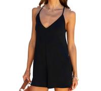 TTPSRY Combi Short Femme Ete Combishort à Bretelles Col V Jumpsuit Élégant Combinaison Courte Fluide Tenue Vacances Plage Salopette Mode Été Tenue Casual Chic