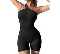 TTPSRY Combinaison Femme Été Asymétrique Une Épaule Combishort Moulant Ensemble Sport chic Rompers Col Asymétrique Body Stretch Short Élégant pour Soirée