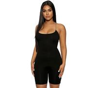 TTPSRY Combishort Femme Sexy Moulant à Manches Courtes Combinaison de Sport Décontracté Noir Jumpsuit (Croix L)