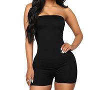 TTPSRY Combishort sans Bretelles Femme Sexy Moulant Courtes Combinaison de Décontracté Noir Jumpsuit (Noir/S)
