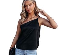 TTPSRY Débardeur Femme Haut Haut Asymétrique Ajusté À une Épaule Casual lâche Chemises sans Manches Chemisier (Noir/M)