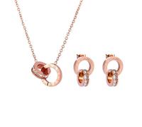 TTPSRY Ensemble Bijoux Cercles Entrelacés Collier Boucles D'oreilles Chiffres Romains Cristal Strass Chaîne Ajustable