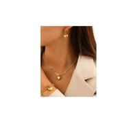 TTPSRY Ensemble Bijoux Coeur Pendentif Collier Bracelet Boucles D'oreilles Acier Inoxydable Chaîne Élégant Parure Bijouterie Femme