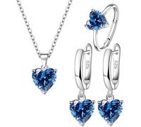 TTPSRY Ensemble Bijoux Cœur Cristal Brillant Collier Boucles D'oreilles Bague Argent Élégant Parure Femme Romantique