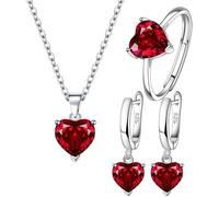 TTPSRY Ensemble Bijoux Cœur Cristal Brillant Collier Boucles D'oreilles Bague Argent Élégant Parure Femme Romantique