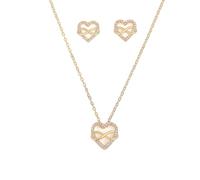 TTPSRY Ensemble Bijoux Cœur Infini Collier Boucles D'oreilles Cristal Brillant Charme Élégant Parure Femme