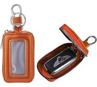 TTPSRY Étui Porteclés Automobile Rectangulaire Cuir Mousqueton Fenêtre Transparente Fermeture Éclair Protection Télécommande