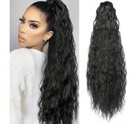 TTPSRY Extension Capillaire Queue Cheval Ondulée Longue Pince Griffe Postiche Cheveux Synthétiques Naturel Aspect Réaliste 50cm