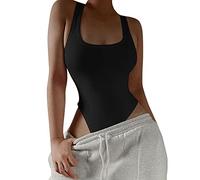 TTPSRY Femme Body Sexy sans Manches Bodysuit Top Justaucorps Combinaison Clubwear Party Bodycon Jumpsuit (Noir/L)