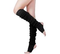 TTPSRY Guetre Femme Genouillères Tricotés Stocking d'Hiver Jambières Sans Pieds Longues Chaussettes Crochet Knit Boot Cover pour Tous Les Jours Yoga Sport Botte(Noir,50cm)