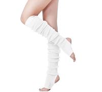 TTPSRY Guetre Femme Genouillères Tricotés Stocking d'Hiver Jambières Sans Pieds Longues Chaussettes Crochet Knit Boot Cover pour Tous Les Jours Yoga Sport Botte(Blanc,50cm)