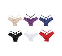 TTPSRY Lot 6 Culottes Dentelle Femme Shorty Croisé Bretelles Slip Confortable Sousvêtement Quotidien Culottes Sexy Lingerie Élégante