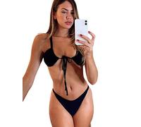 TTPSRY Maillot de Bain Femme 2 Pieces Cupshe Bikini Set Triangle Push up Lacet Sculptant Gainant Ensemble Plage Natation Beachwear Swimsuit Été Vacances