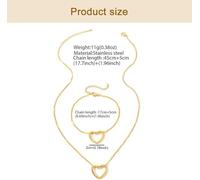 TTPSRY Parure Bijoux Cœur Collier Bracelet Ensemble Acier Inoxydable Chaîne Fine Pendentif Romantique Ajustable Femme