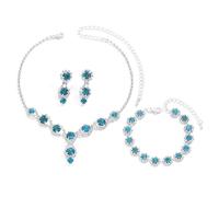 TTPSRY Parure Bijoux Femme Cristal Brillant Collier Boucles D'oreilles Bracelet Ensemble Argent Élégant Accessoires Mariage