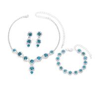 TTPSRY Parure Bijoux Femme Cristal Brillant Collier Boucles D'oreilles Bracelet Ensemble Argent Élégant Accessoires Mariage