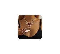 TTPSRY Parure Bijoux Femme Cristal Collier et Boucles d'Oreilles Ensemble Strass Floral Colliers Boucles d'Oreilles pour Usage Quotidien et Occasions Festives (Rouge)