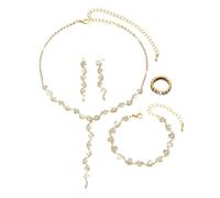TTPSRY Parure Bijoux Femme Élégante Dorée avec Cristaux Scintillants Ensemble Collier Bracelets et Boucles d'Oreilles pour Mariage et Soirée