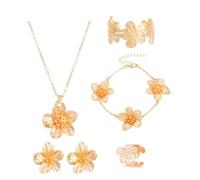 TTPSRY Parure Bijoux Femme Élégante Ensemble de Bijoux Fleuris en Acier Inoxydable Boucles d'Oreilles et Collier pour Femmes Idéal pour Soirées et Occasions Spéciales