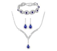 TTPSRY Parure Bijoux Femme Goutte Cristal Collier Boucles D'oreilles Bracelet Argenté Strass Brillants Mariage Soirée Élégant