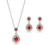 TTPSRY Parure Bijoux Femme Goutte d'Eau Cristal Élégante Parures Pour Femme Ensemble Collier Boucles d'Oreilles Pendentif Cadeau Anniversaire Mariage Fête