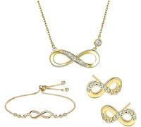 TTPSRY Parure Bijoux Femme Infini avec Collier Bracelet et Boucles d'Oreilles Ensemble Argent Parures pour Bijoux Femme Cristal Set Cadeau