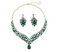 TTPSRY Parure Bijoux Femme Mariage Cristal Élégant Collier et Boucles d'Oreilles Pendantes Strass Brillant Ensemble de Bijoux pour Mariée Soirée Cérémonie Accessoires