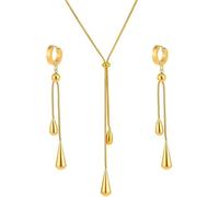 TTPSRY Parure Bijoux Femme Pendentif Goutte d'Eau Ensemble Collier Boucles d'Oreilles Accessoires de Mode Hypoallergéniques Convient pour Usage Quotidien (Or)