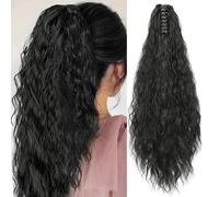 TTPSRY Ponytail Cheveux Naturel Wave Bouclé 50 CM Longue Clip en Queue De Cheval Corn Curly Fluffy Cheveux Extension Ponytail Synthétique Postiche pour les Femmes（#1）