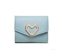 TTPSRY Porte Monnaie Femme Trifold Petit Cuir PU Portefeuille Coeur Boutons Pression Portefeuilles Souple Plusieurs Compartiments Emplacements Carte Cash ID Mode Cadeau（Bleu）
