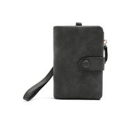 TTPSRY Porte Monnaie Femme Trifold Petit Cuir PU Portefeuille Zippé Boutons Pression Portefeuilles Souple Plusieurs Compartiments Emplacements Carte Porte Monnaie（Noir）