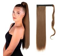 TTPSRY Queue Cheveux Lisse Longue Naturelle 60cm Extension Postiche Attache Facile Coiffure Rapide Changement Look
