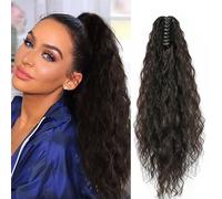 TTPSRY Queue Postiche Ondulée Longue 50cm Pince Griffe Extension Cheveux Bouclés Naturels Volume Épais