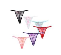 TTPSRY String Femme Lot de 6 Tanga Slips Sexy Chic Stretch Taille Basse Culottes Grande Taille Coton Culotte Grille Ficelle Slips Culottes et Lingerie Transparent sous-vêtements Stretch (L)