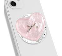 TTPSRY Support Téléphone Magnétique Forme Cœur avec Nœud Papillon Décoratif Socle Adhésif Transparent Brillant Accessoire Smartphone Universel