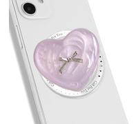 TTPSRY Support Téléphone Magnétique Forme Cœur avec Nœud Papillon Décoratif Socle Adhésif Transparent Brillant Accessoire Smartphone Universel
