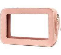 TTPSRY Trousse Cosmétique Rectangulaire Transparente Imperméable Voyage Rangement Maquillage Luxe Cuir PU Fermeture Éclair Métallique