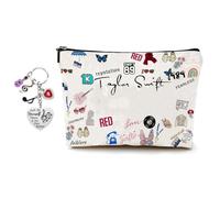 Ttpsry Trousse De Maquillage Imprimée Musique Et Amour Porte Clés en Métal Sac Cosmétique Portable pour Accessoires De Beauté Pochette De Rangement Compacte Et Élégante(Blanc B)