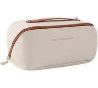 TTPSRY Trousse Toilette Ovale Spacieuse Rangement Cosmétique Compartiments Multiples Poignée Pratique Fermeture Éclair Douce