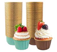 TTQiAnJ 100 Pièces Caissettes Cupcake,Caissettes à Muffins en Papier D'aluminium,Imperméable et Résistant à l'huile Caissettes Muffins en Papier pour Anniversaire,Mariage,Fête de Noël (Vert/Marron)
