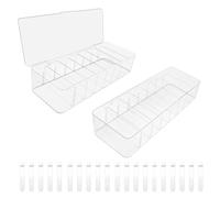 TTQiAnJ 2 Pièces Transparente Boîte de Rangement pour Câbles avec Couvercle,Plastique Boîte Organisateur Câble avec 8 Compartiments et 20 Attaches De Câble pour Maison Bureau Rangé,26×9,5×5,7cm