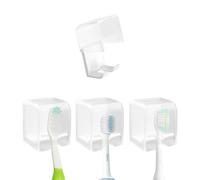 TTQiAnJ 4 Pièces Capuchon Protecteur de Brosse à Dents Mural,Plastique Cache Brosse a Dent Portable,Housse de Brosse à Dents Anti Poussière,pour Salle de Bain Cuisine,Blanc