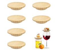TTQiAnJ 6 Pièces Vin en Bois Assiette De Charcuterie en Verre,10 x 10 x 2 cm Verre à Vin En Bambou Décoration pour Charcuterie Desserts,Apéritifs