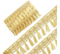 TTQiAnJ 6 Yards Garniture à Franges Dorées,Large 5,4 cm Polyester Garniture Franges Rideaux,pour Table de mariage décorée Couture Artisanat Rideau Nappe