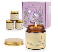 TTRWIN Coffret cadeau de 4 bougies de soja naturelles pour la relaxation : lavande et romarin, rose et ambre, agrumes et basilic, poire britannique et freesia, cadeaux d'anniversaire et de Noël pour