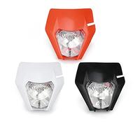 TTSJSM Phare Moto,Phares Avant de Moto Head Light Headlight HeadLamp Lampe Utilisation Adaptée Pour KTM EXC XCF SX SXF XC XCF SMR CR YZF DRZ Supermoto 125 150 250 350 450 530 Moto (Color : Black)