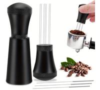 TTSTOIEE agitateur café,tasseur café avec 27 aiguilles fines en acier inoxydable, boîtier aluminium wdt tool, accessori caffe matte black